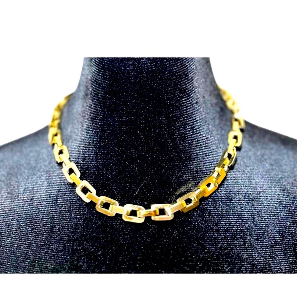 MSRP $425 Eddie Borgo Supra link chain gold necklace 12 Karat 17 Inches …